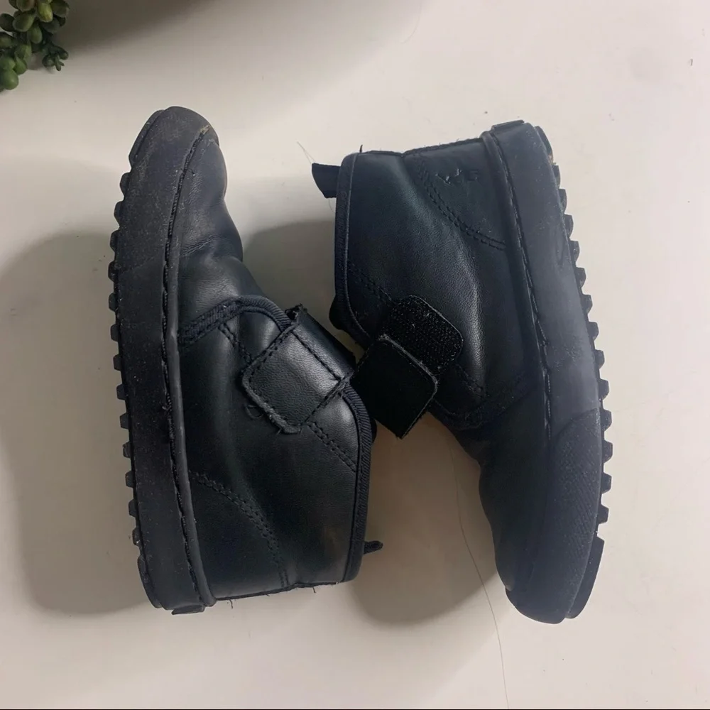 Polo Ralph Lauren All Black Leather ankle boot sneaker kids 9 toddler